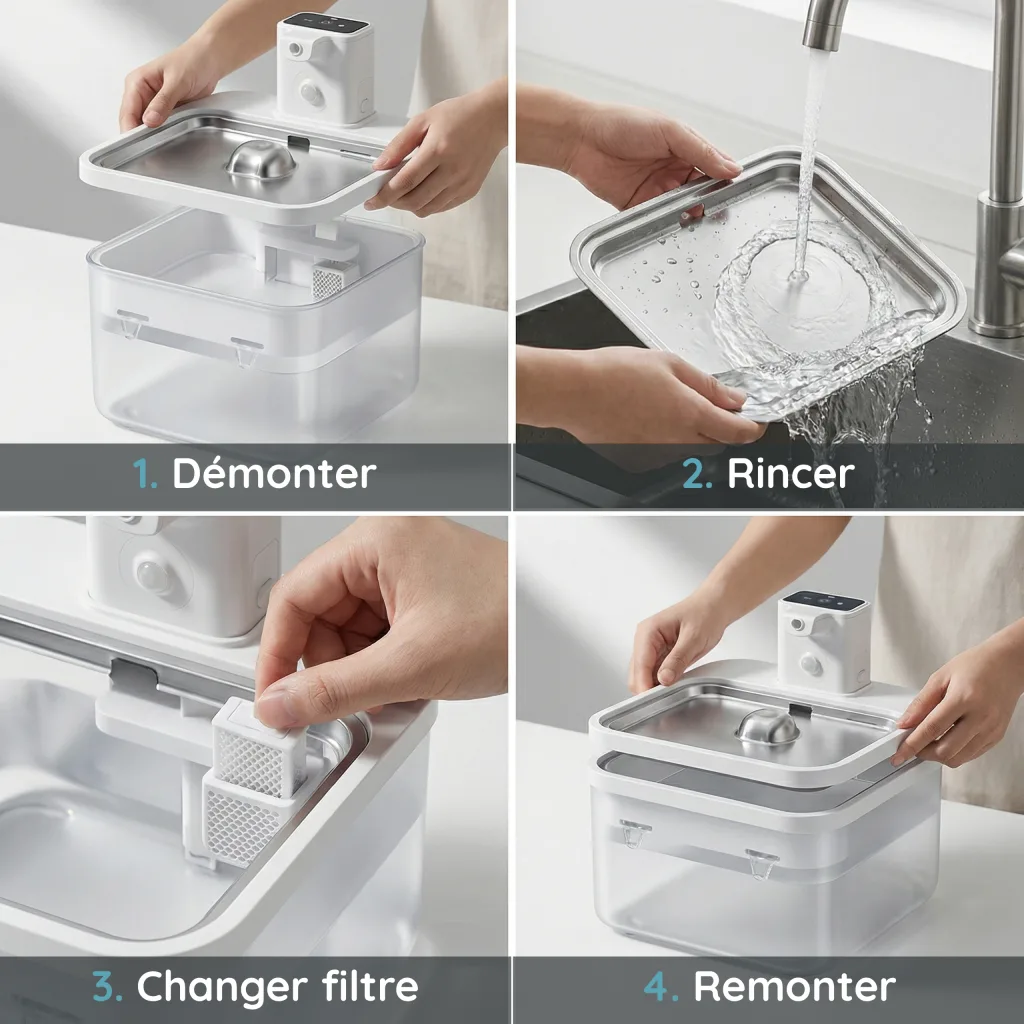 Fontaine à Eau pour Chat Sans Fil en Inox - Capteur de Mouvement - 2,5 L