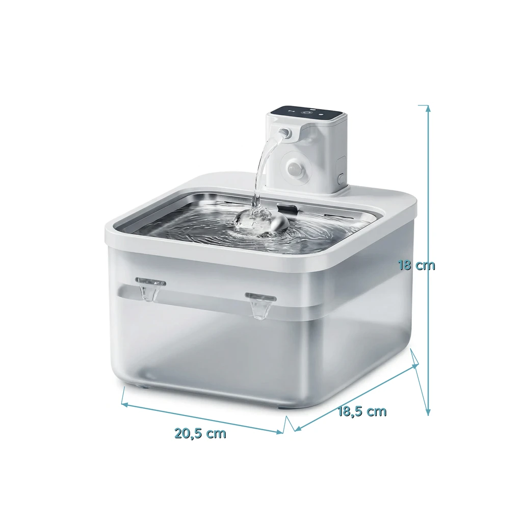Fontaine à Eau pour Chat Sans Fil en Inox - Capteur de Mouvement - 2,5 L