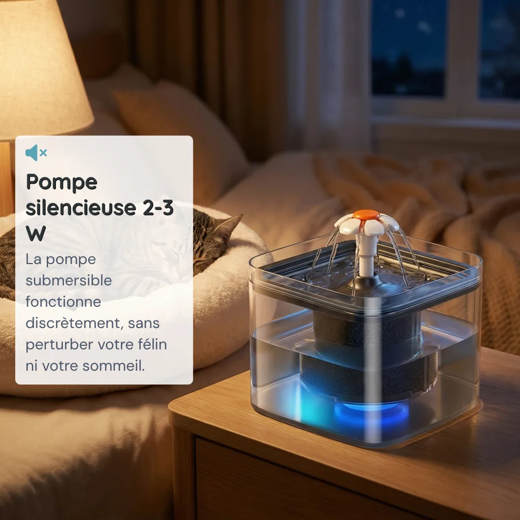 Fontaine à Eau pour Chat 3 Modes de Flux - LED Bleue - Filtration 4 Couches