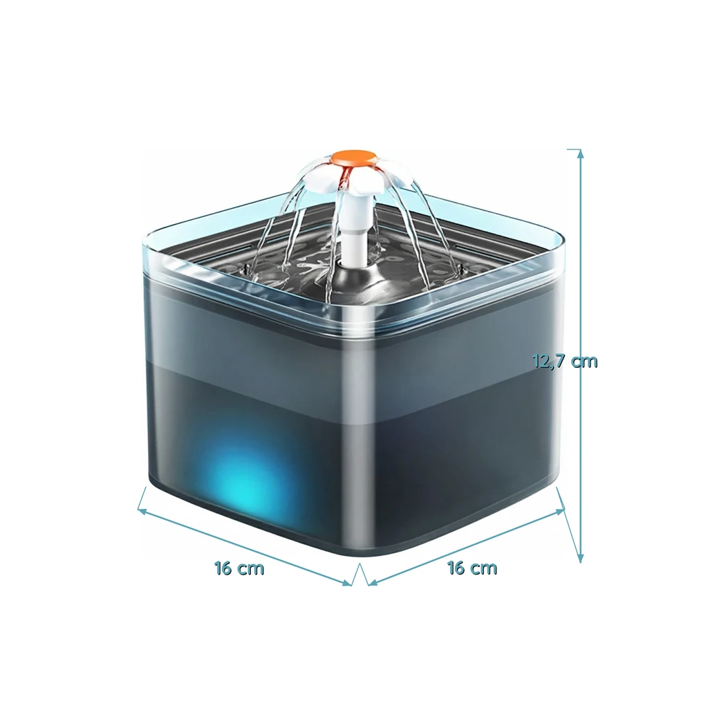 Fontaine à Eau pour Chat 3 Modes de Flux - LED Bleue - Filtration 4 Couches