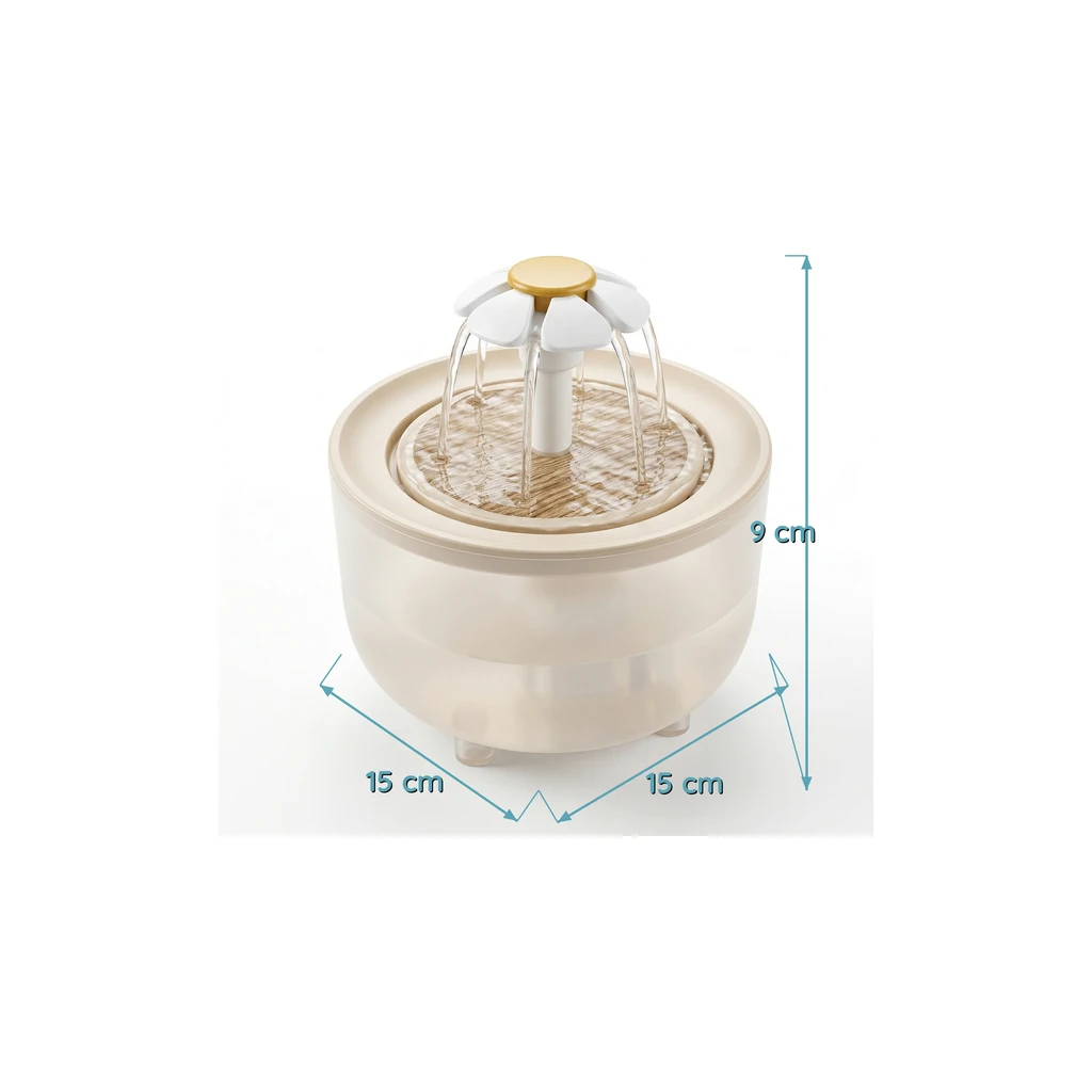 Mini Fontaine à Eau pour Chat Compacte - Effet Cascade Marguerite - 1,2 L
