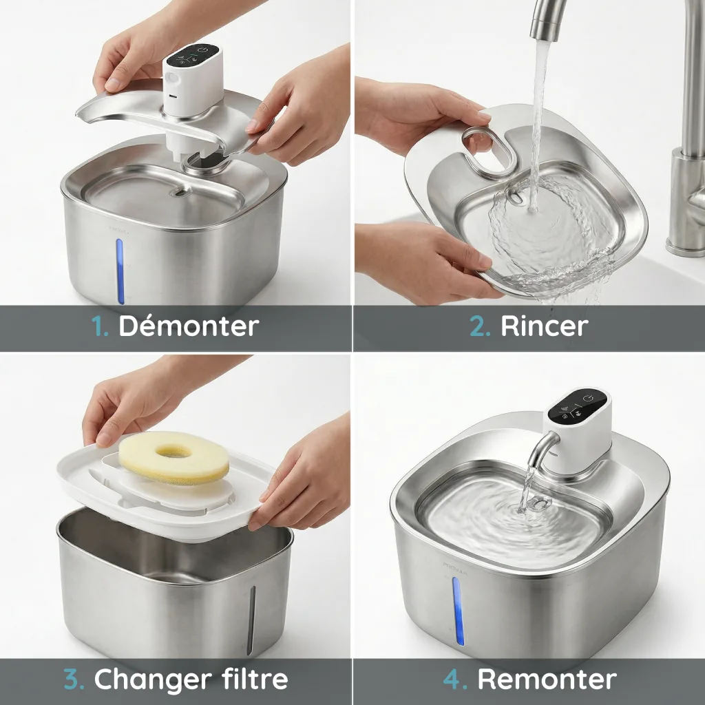Fontaine à Eau pour Chat Sans Fil Inox 304 - Capteur Infrarouge - 4 L
