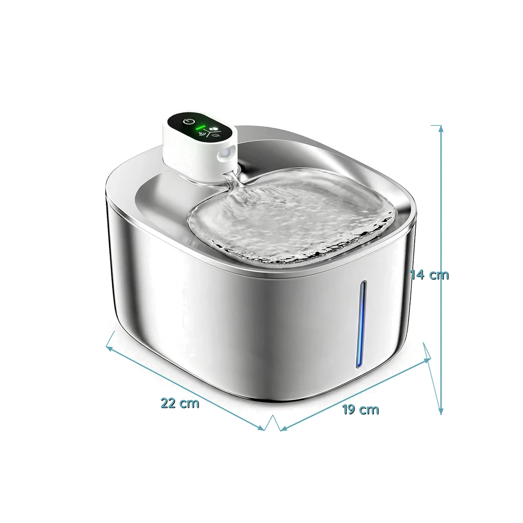 Fontaine à Eau pour Chat Sans Fil Inox 304 - Capteur Infrarouge - 4 L