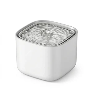 Fontaine à Eau pour Chat Compacte - Pompe Silencieuse 30 dB - Double Débit - 3 L