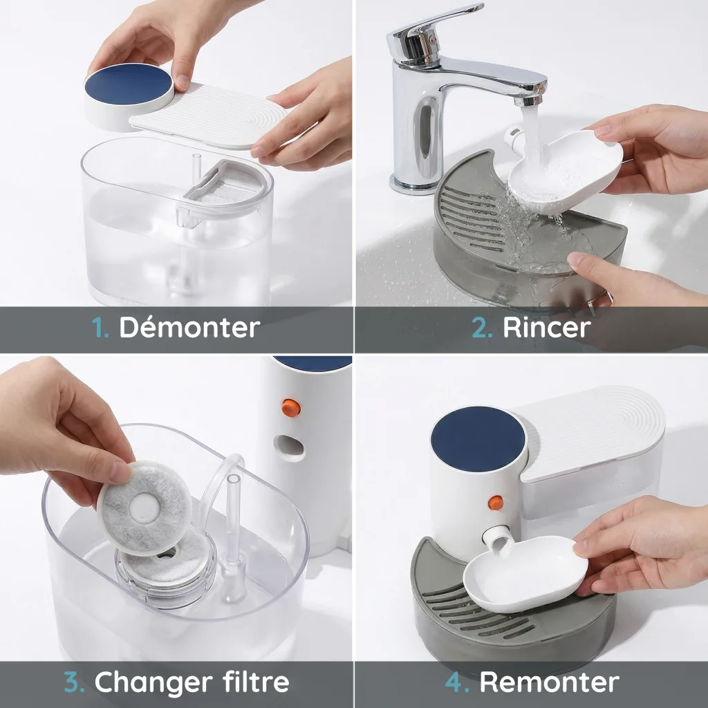 Fontaine à Eau pour Chat Sans Fil Sans Filtre - Écran LCD - 180 Jours - 3 L