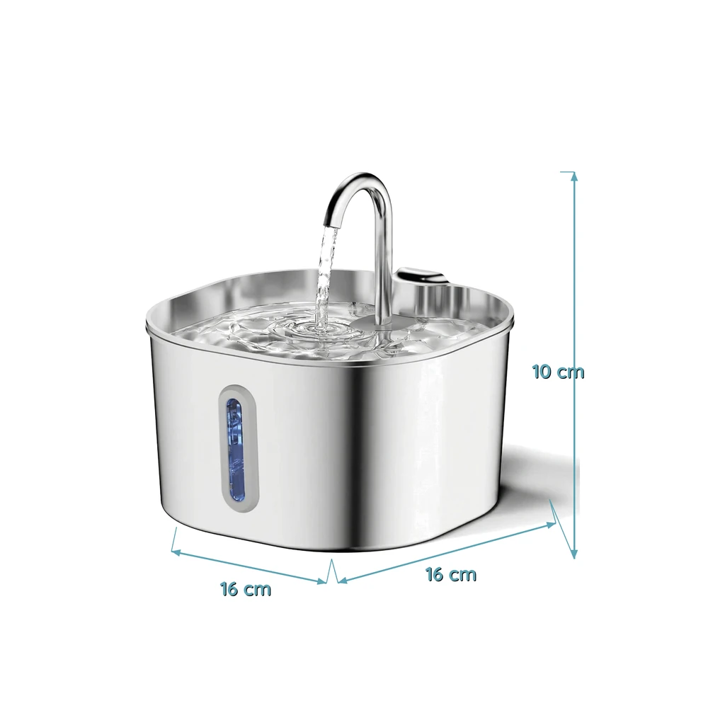 Fontaine à Eau pour Chat Inox 304 - Col de Cygne - Filtration 4 Couches - 2,2 L