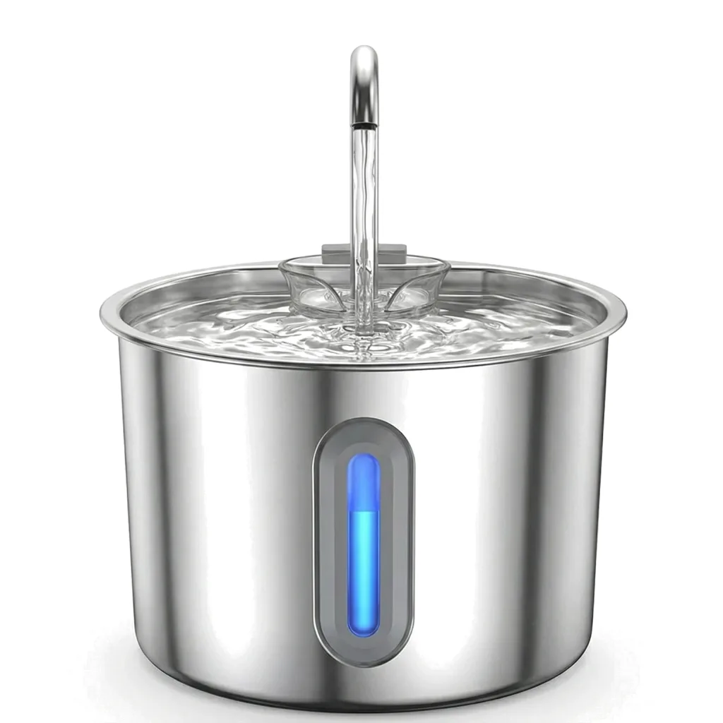 Fontaine à Eau pour Chat Inox 304 Intégral - Quasi Inaudible 20 dB - 2,2 L