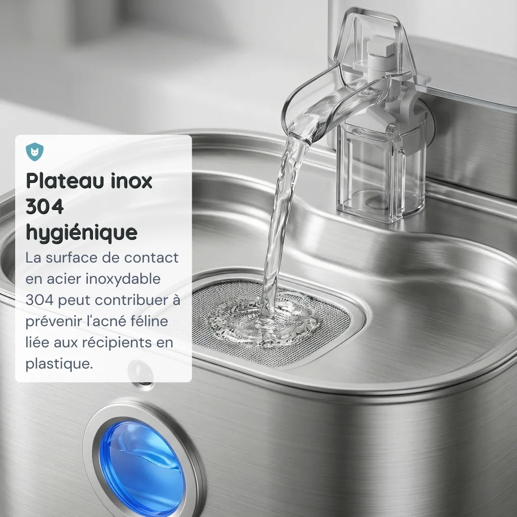 Fontaine à Eau pour Chat Sans Fil - Capteur Radar - Sans Filtre - Inox 304 - 3 L