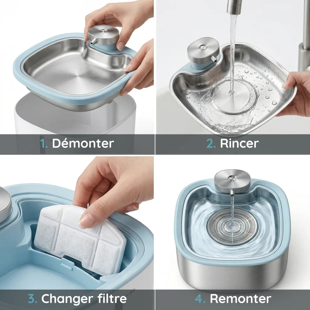 Fontaine à Eau pour Chat Sans Fil - Capteur Infrarouge 120° - Inox 304 - 3,5 L