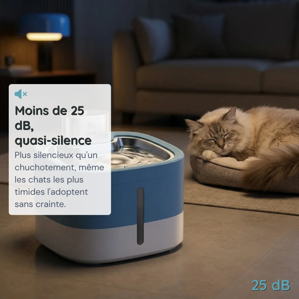 Fontaine à Eau pour Chat Sans Fil - Capteur Infrarouge 120° - Inox 304 - 3,5 L