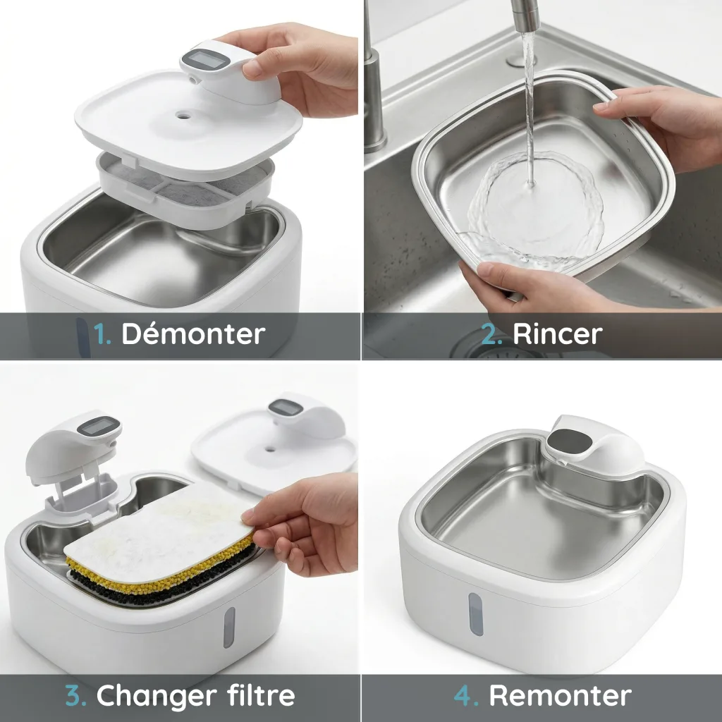 Fontaine à Eau pour Chat Sans Fil 23 dB - Capteur de Mouvement - 3,5 L