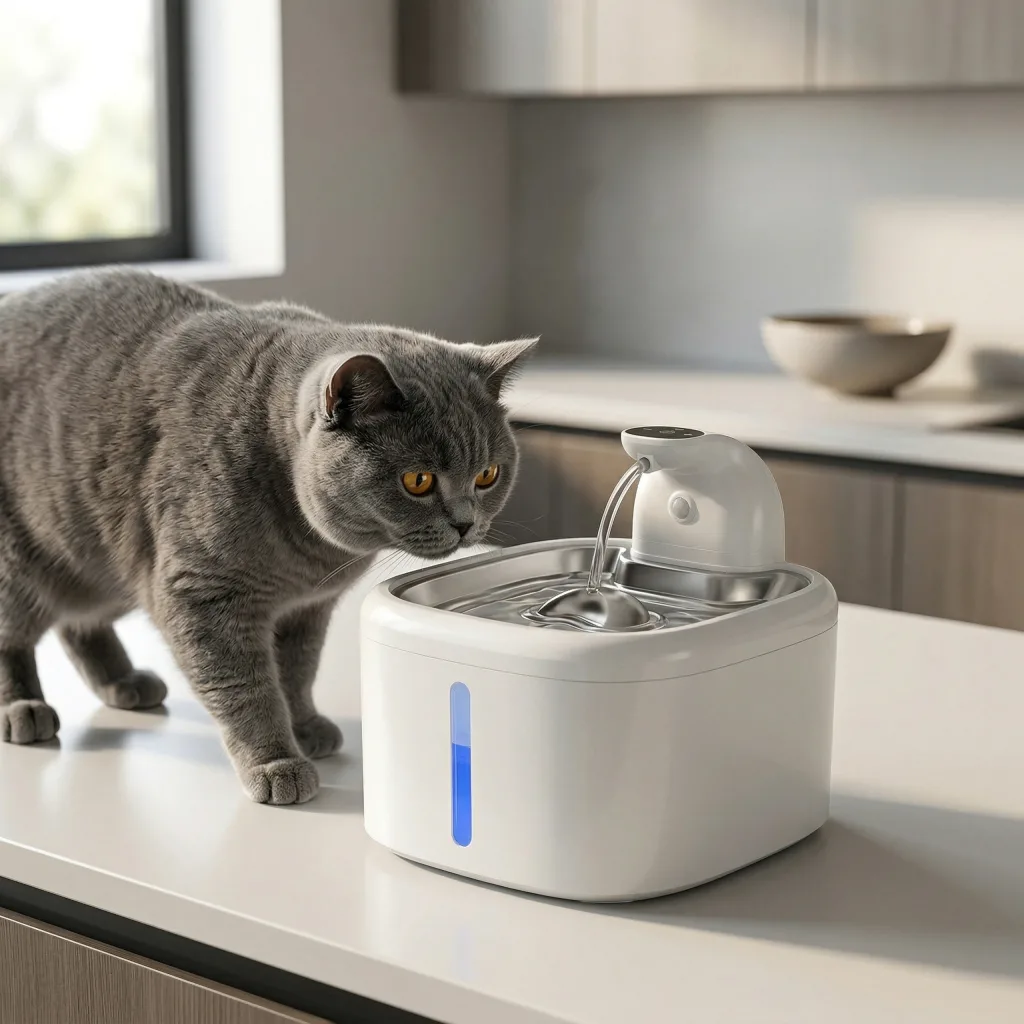 Fontaine à Eau pour Chat Sans Fil 23 dB - Capteur de Mouvement - 3,5 L