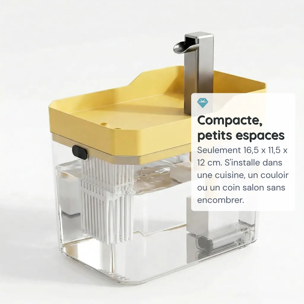 Mini Fontaine à Eau pour Chat - 4 Vitesses de Débit - Buse Inox Amovible - 1,5 L