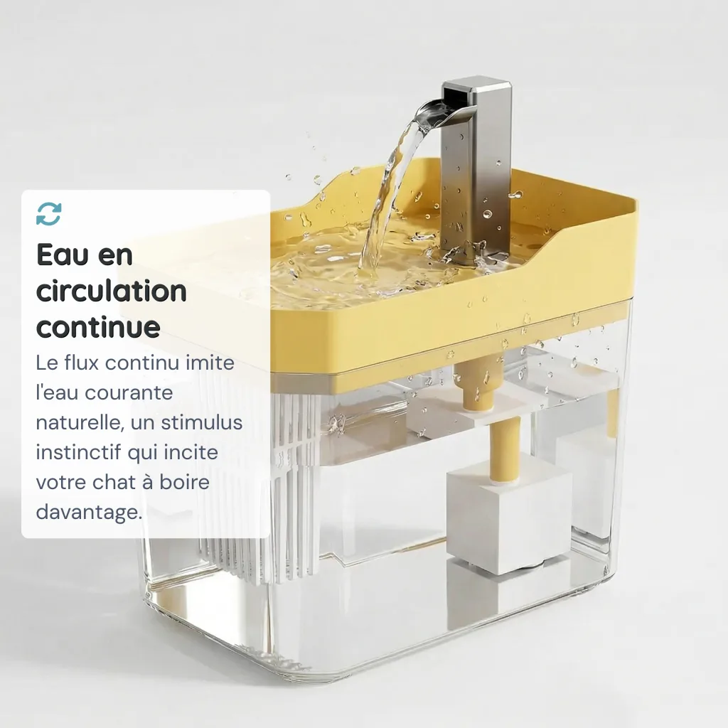 Mini Fontaine à Eau pour Chat - 4 Vitesses de Débit - Buse Inox Amovible - 1,5 L