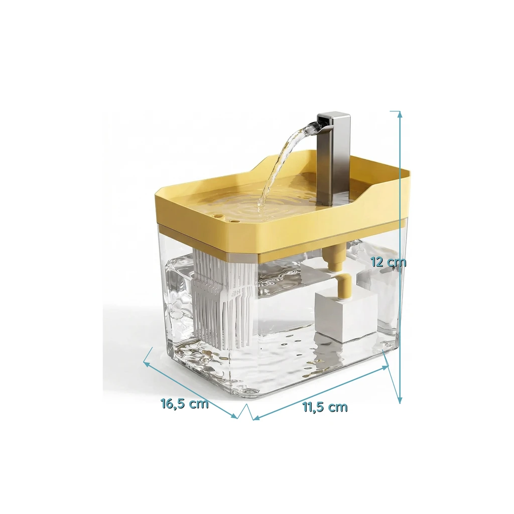 Mini Fontaine à Eau pour Chat - 4 Vitesses de Débit - Buse Inox Amovible - 1,5 L